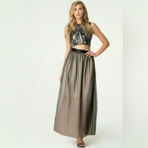New Bebe Layered Tulle Puffy Maxi Skirt In Black/Nude Size 8